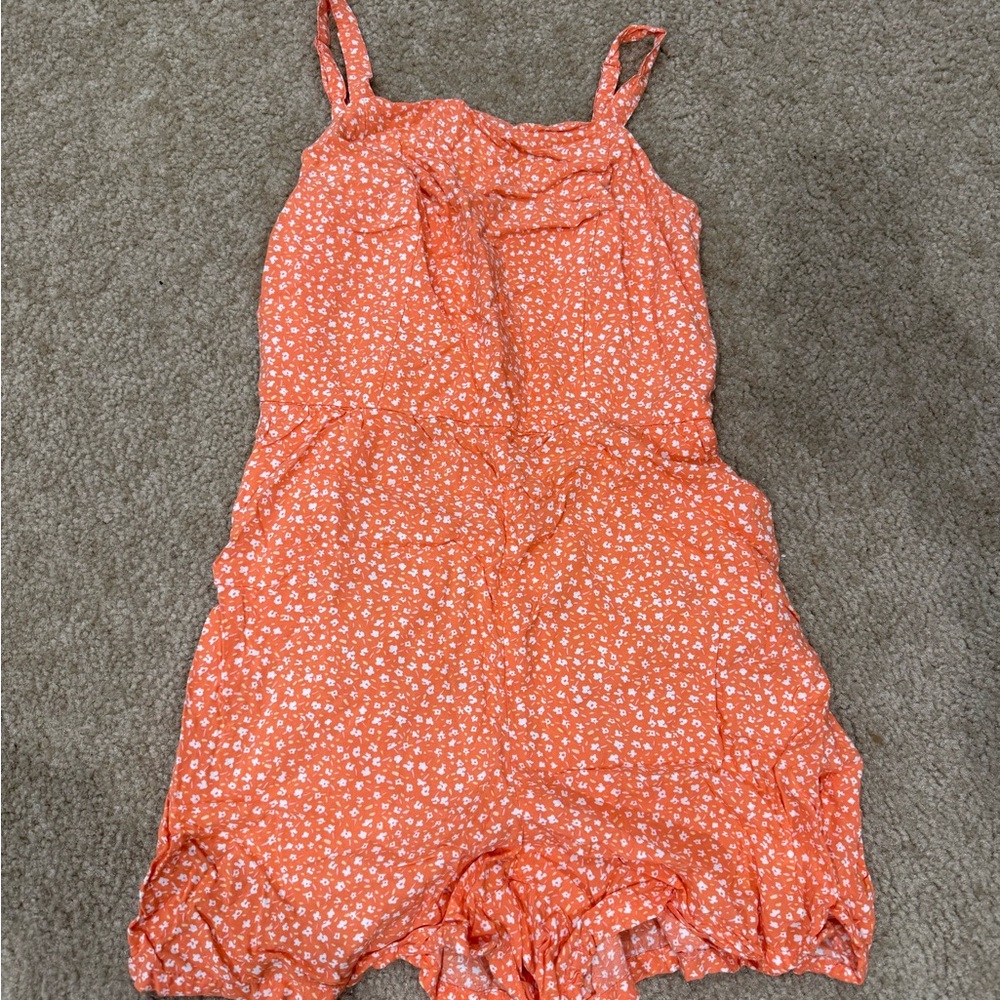 Old Navy Orange and White Jumpsuit with Adjustable Straps
